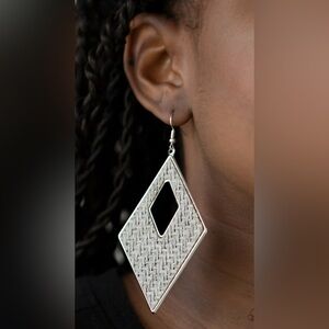 Paparazzi Elegant Silver and Grey Geometric Earrings
